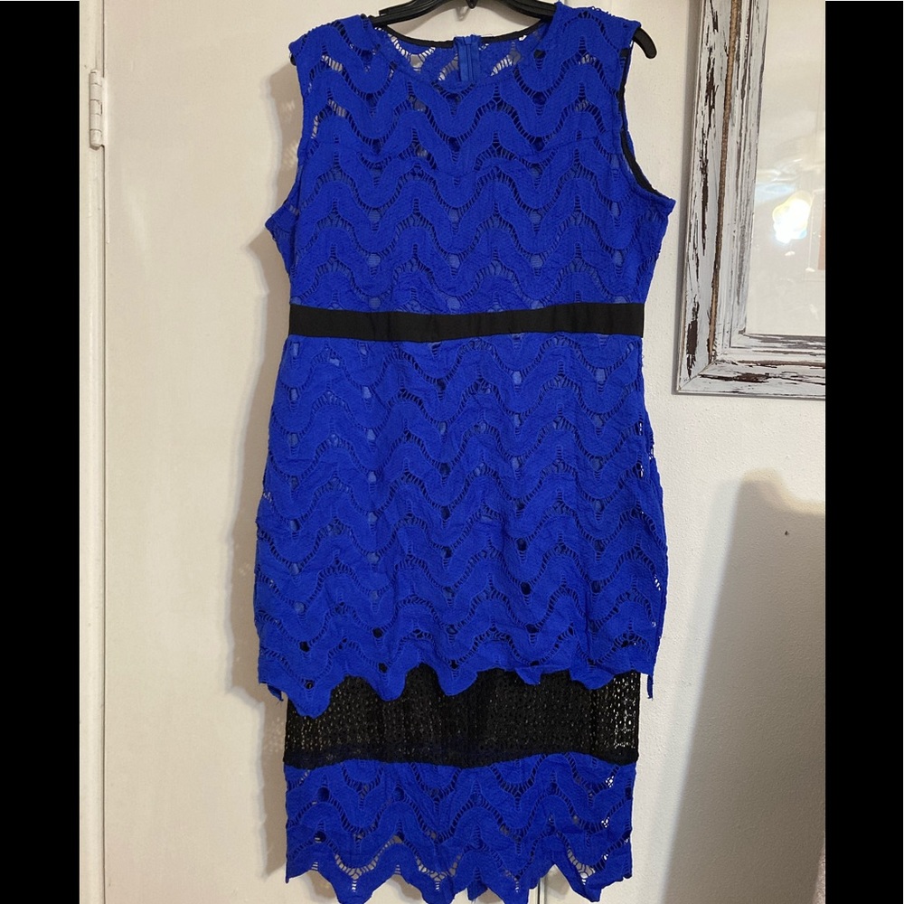 Colbalt Blue & Black Sleeveless Dress Sz 3X
